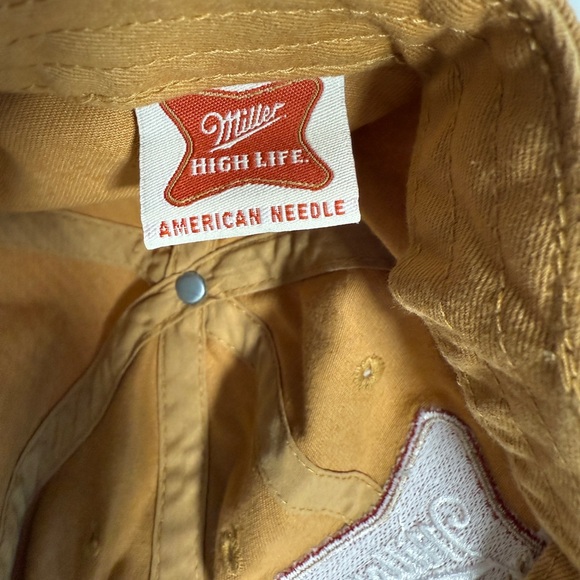 American Needle Miller High Life Strapback Tan Baseball Cap - Picture 8 of 9